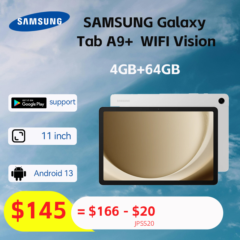 【Brand+】Samsung Galaxy Tab A9+ WIFI Tablet 4GB 64GB 2.2GHz Octa-core 11” TFT 90 Hz LCD Display 8MP Rear Camera 7040 mAh Battery