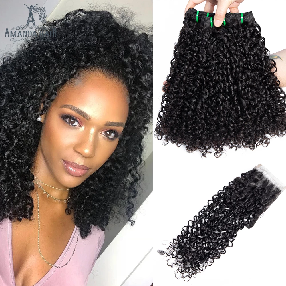 Amanda Funmi Pixie Xoăn Tóc Bó Với Khóa Đôi Vẽ Tóc Của Con Người Chưa Qua Chế Biến Trinh Nữ Brasil Tóc Kèm Đóng Cửa