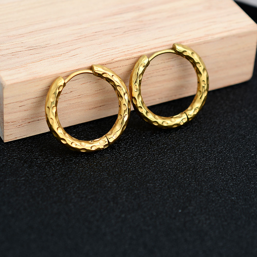 2 buah anting-anting Hoop Stainless Steel trendi wanita anting-anting Helix bulat warna emas sederhana perhiasan anting-anting tindik lubang 12/16mm