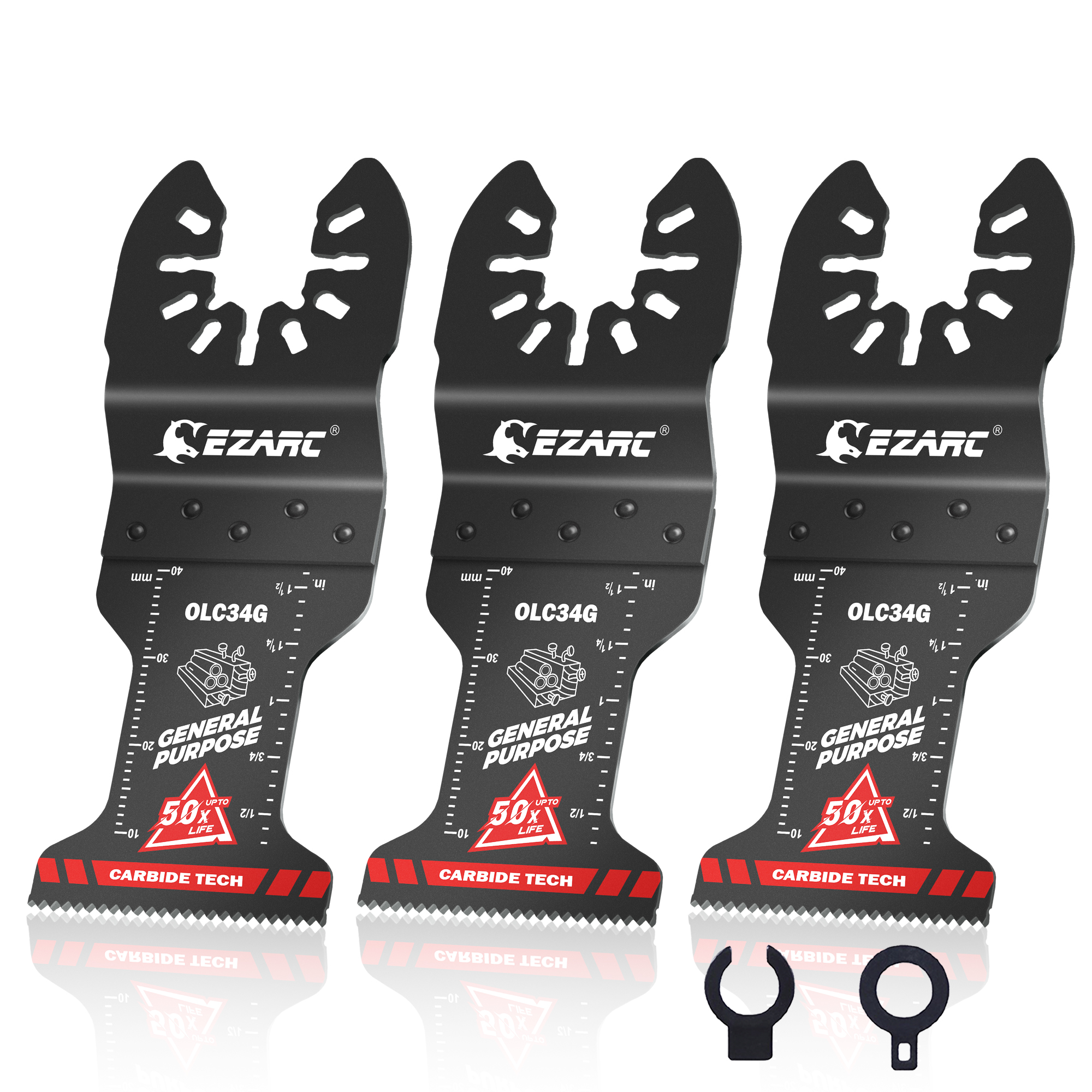 Hojas de sierra oscilantes de carburo EZARC, hojas multiherramienta de uso general de liberación rápida para metal, clavos, madera, yeso, paneles de yeso, PVC