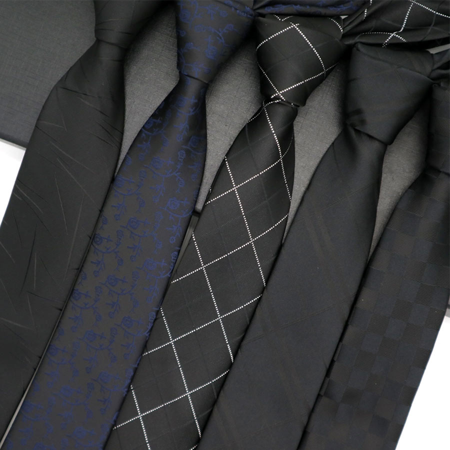 New Black Colors Skinny 6CM Mens Necktie Ties For Man Neck Tie Plaids Jacquard Cravat Business Party Corbatas