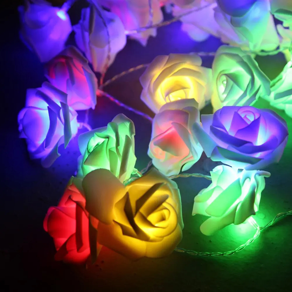 5V USB/Battery Power Red Pink Warm Blue RGB Rose Flower LED String Light 1.5M 3m 6M 10M Wedding Christmas Decoration Fairy Lamp