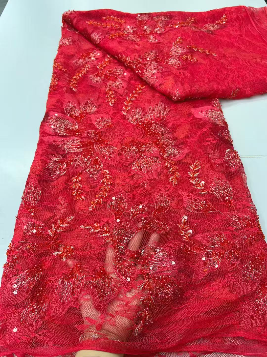 Telas de encaje con lentejuelas africanas, tela de tul bordada con cuentas nigerianas de moda 2026 de alta calidad para coser vestidos de fiesta