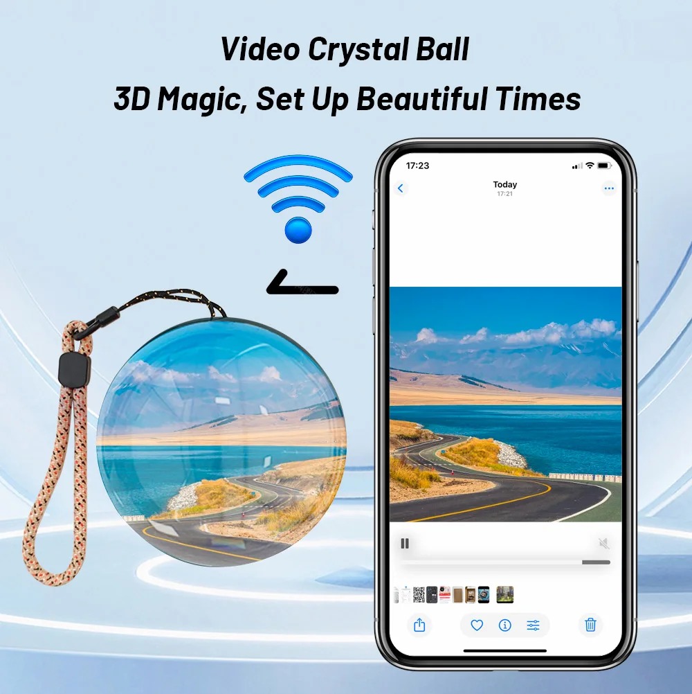 7CM 3D WiFi verbeterde versie kristallen bol DIY video afspelen display elektronische bal geschikt voor display familie vriend geschenken