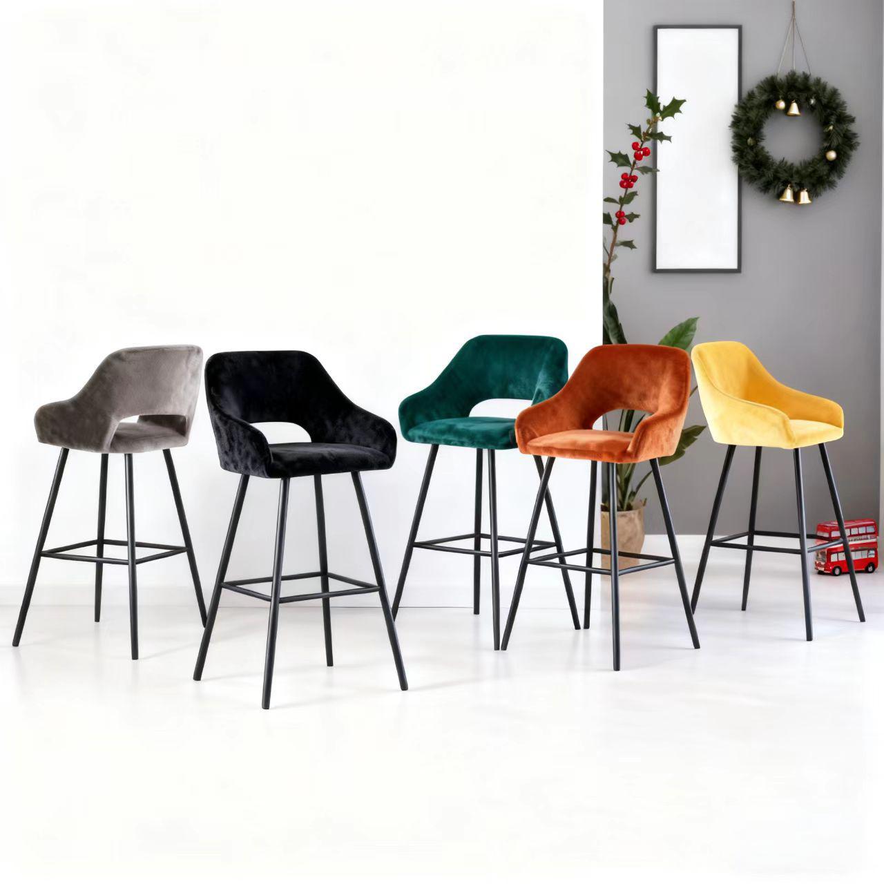 AINPECCA Bar Stools Set of 1,2 Velvet/Leatherette Exterior Bar Chairs Breakfast Dining Kitchen High Stools with Armrest