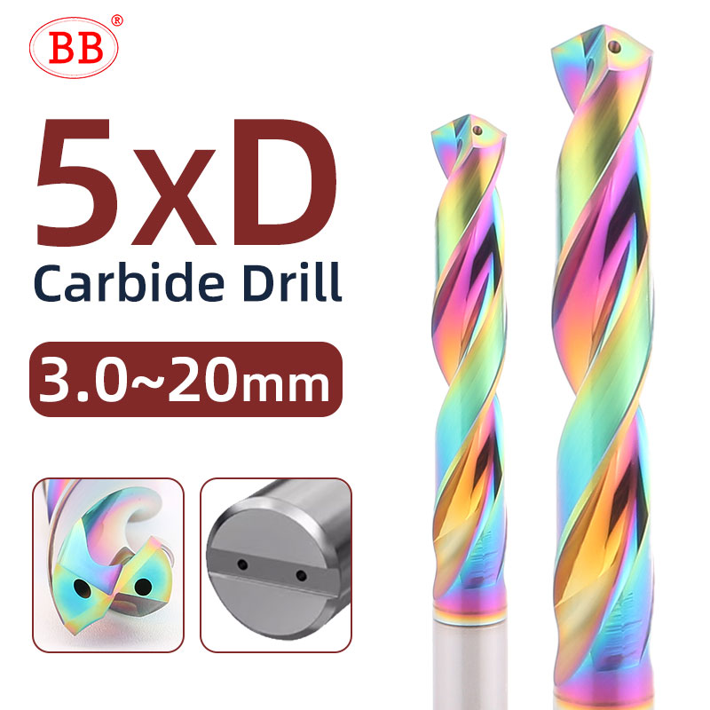 BB-Perceuse à refroidissement interne en carbure monobloc, proposition de trous de mèche DLC PRO, outil de coupe CNC 5xD pour aluminium, diamètre 3.0-20mm
