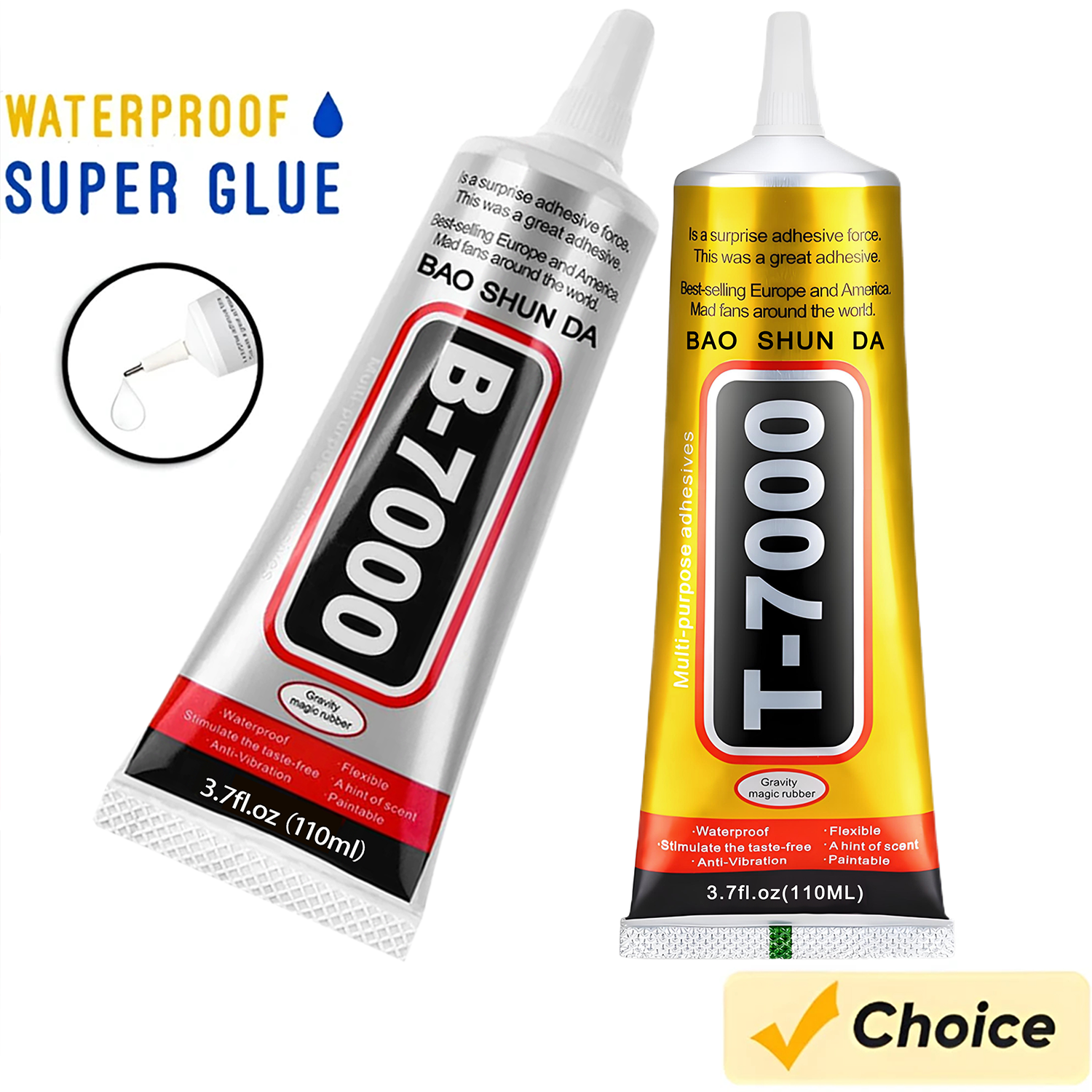 กาวซ่อมโทรศัพท์ใส B-7000 ขนาด 15 มล. 50 มล. 110 มล. กาวอเนกประสงค์สำหรับกระจกและพลาสติก DIY รุ่น T7000 พร้อมหัวฉีดแบบแม่นยำ