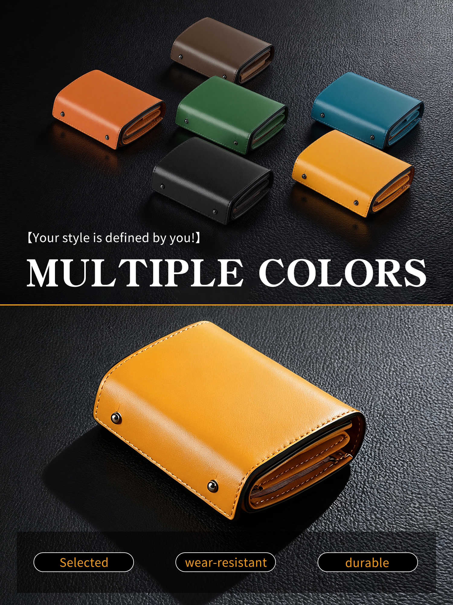 Cartera corta sencilla para hombre, tarjetero triple de negocios elegante, bolso portátil multifuncional de cuero PU/monedero
