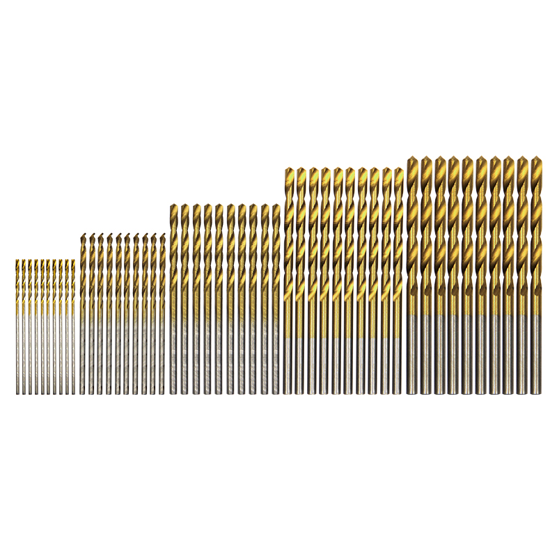 Juego de brocas helicoidales chapadas en titanio, 50 unidades, broca pequeña de 1-3mm, juego de perforación eléctrica, herramienta de perforación y apertura de carpintería DIY