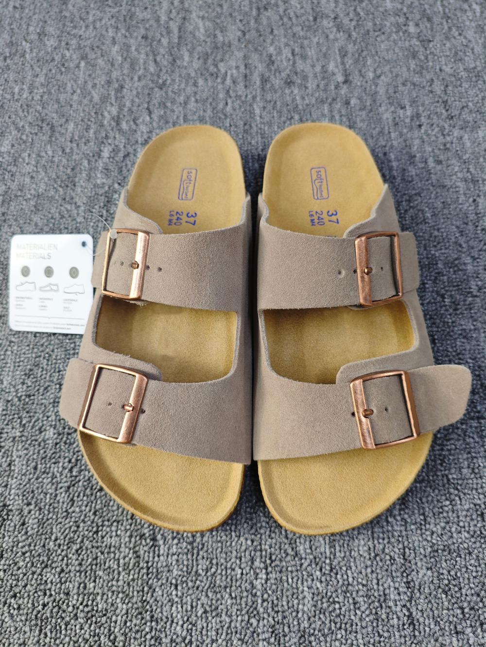 Sandálias de Praia Unissex Estilo Vintage com Fivela Dupla e Palmilha de Cortiça – Conforto Casual para o Verão