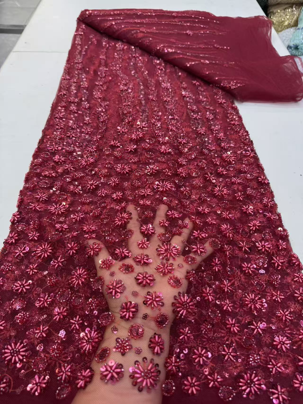 African Groom Lace Fabric 2026 High Quality French Sequins Lace Fabric 5 Yards For Nigerian Sewing Party Wedding Dresses