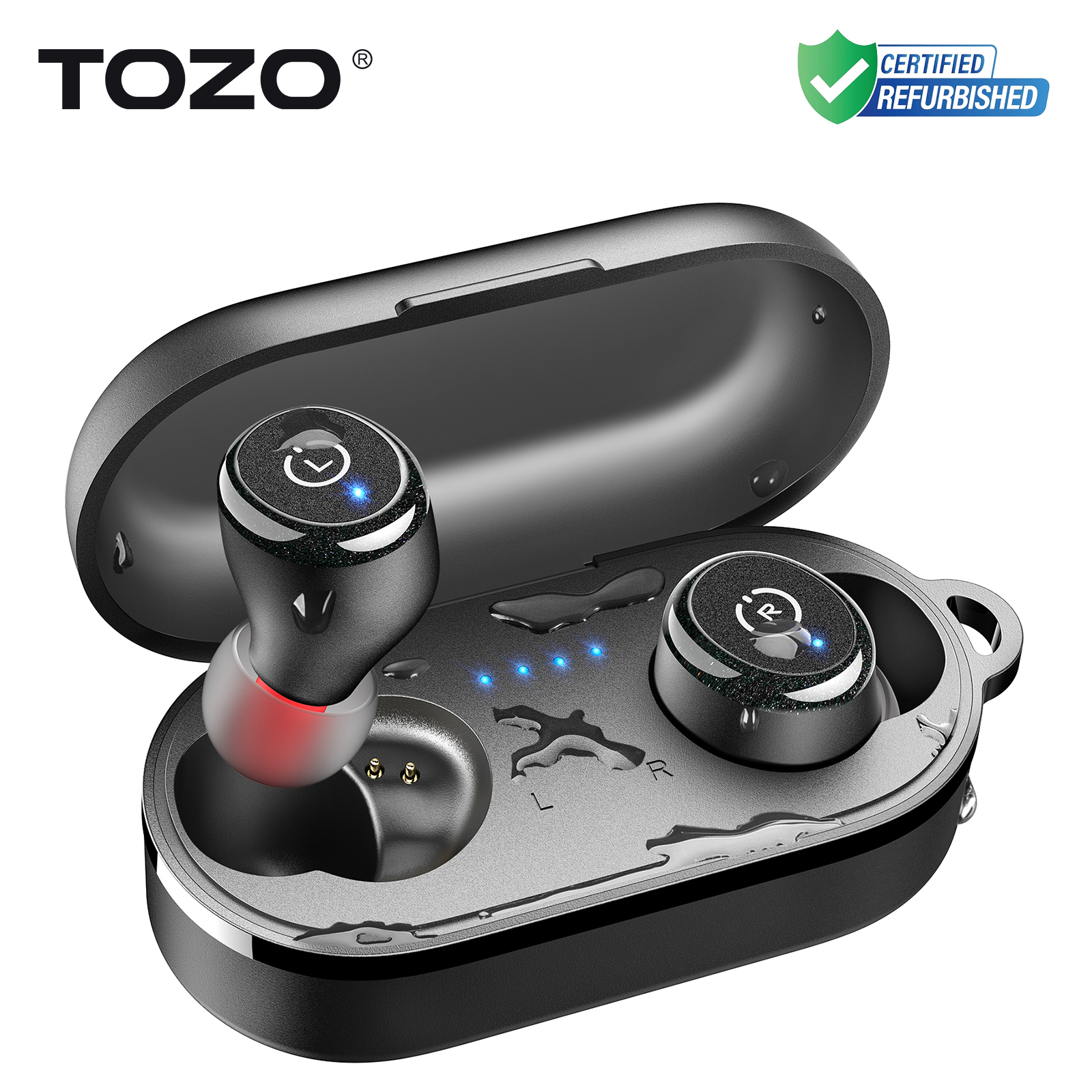 Überholte ergonomische TOZO-Headsets TWS-Ohrhörer AI über APP Wireless Touch Control IPX8 HiFi-Sound Stereo für IOS Android PC