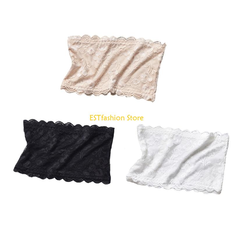 Y5GC Top tubo corto invisible elástico para pecho cubierta escote sujetador bandeau encaje