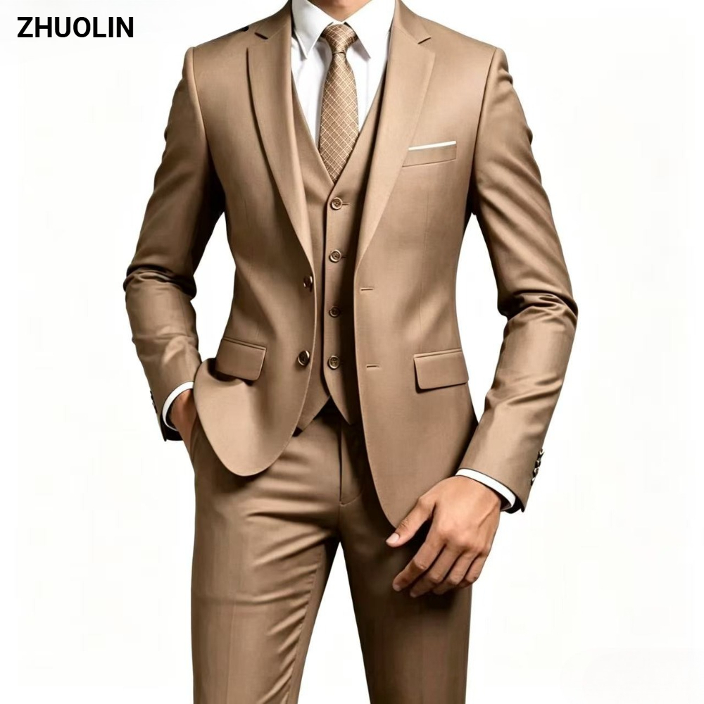 Nuovi Completi da Uomo 2026 Eleganti Set 2 Pezzi Leggeri Stile Coreano Casual Slim Fit Tinta Unita Moda Cerimonia Sposo Matrimonio