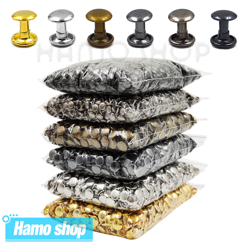100 ชุด 6-8 มม.โลหะคู่หมวกรอบ Rivets Studs Collision เล็บ Spike Rock หนัง Craft รองเท้ากระเป๋าเข็มขัดเสื้อผ้าสร้อยข้อมือ DIY