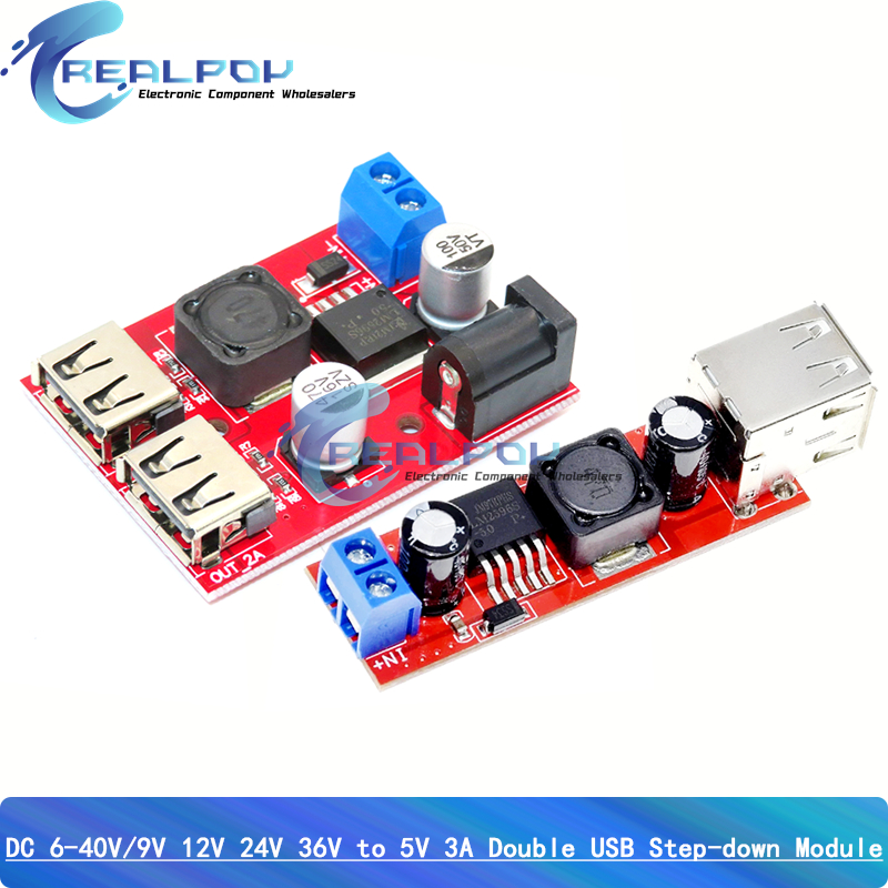 LM2596S Двойной выход USB 6-40 В / 9 В / 12 В / 24 В / 36 В Автомобильное зарядное устройство 5 В 3 А Модуль питания постоянного тока понижающий регулятор преобразователь