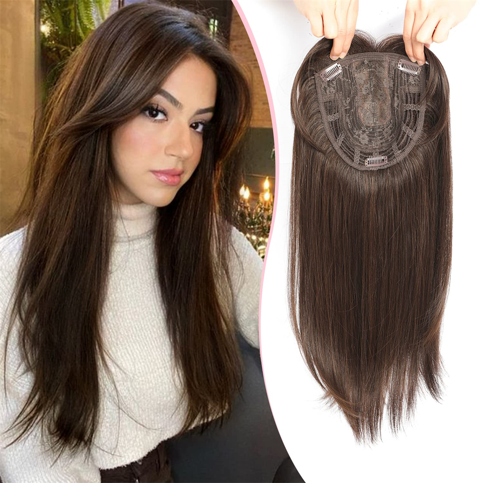 Forlisee toppers de cabelo para mulheres, 13 '', topper de cabelo com franja para desbaste, postiços sintéticos, extensão de cabelo