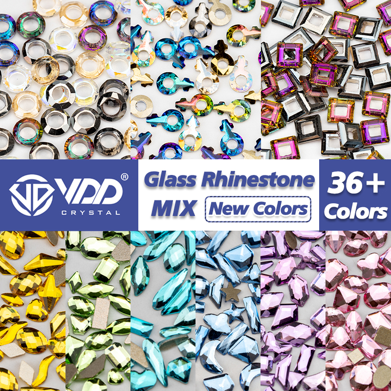VDD 100/500 pièces nouvelle couleur forme mixte verre cristal Strass Flatback Strass paillettes brillant Nail Art bricolage décoration accessoires