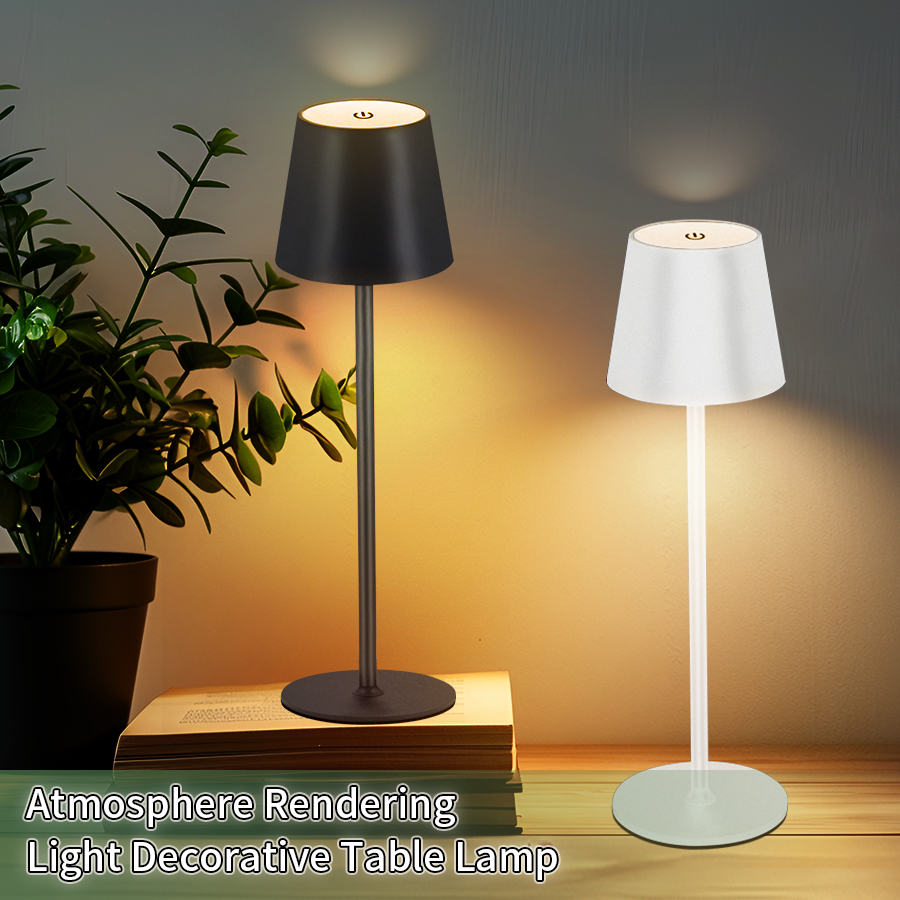 Lampe de table LED aste décorative avec interrupteur tactile, sans fil, 3 couleurs de lumière recyclables, bureau, lecture, chambre à coucher