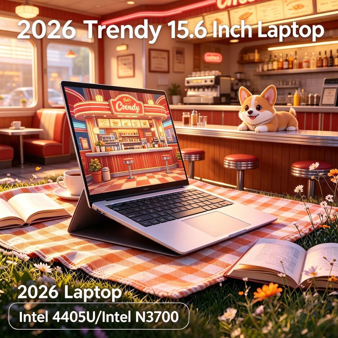 Nuevo Portátil 2026 de 15.6 Pulgadas FHD Ornate Superslim, Intel N3700/Intel 4405U, Win11, DDR4 16GB/32GB SSD, Grandiloquent Vagabond Sleek