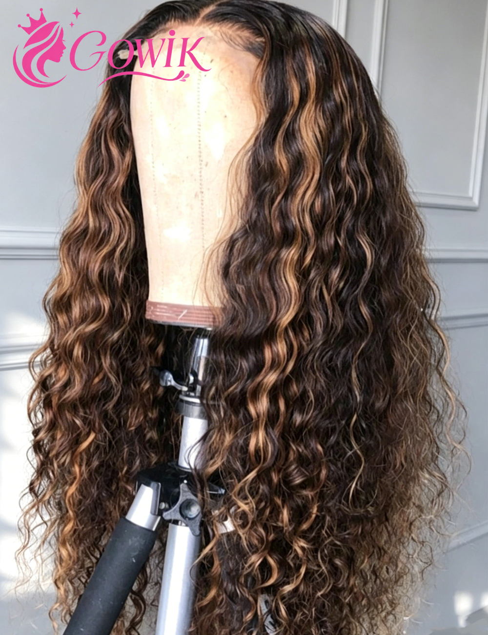 Peluca de Cabello Humano con Frente de Encaje HD 13x6, Densidad 200, Color 1B/30 con Mechas Ombre, 30 Pulgadas, Cabello Brasileño Rizado, Peluca de Encaje Ombre para Mujer
