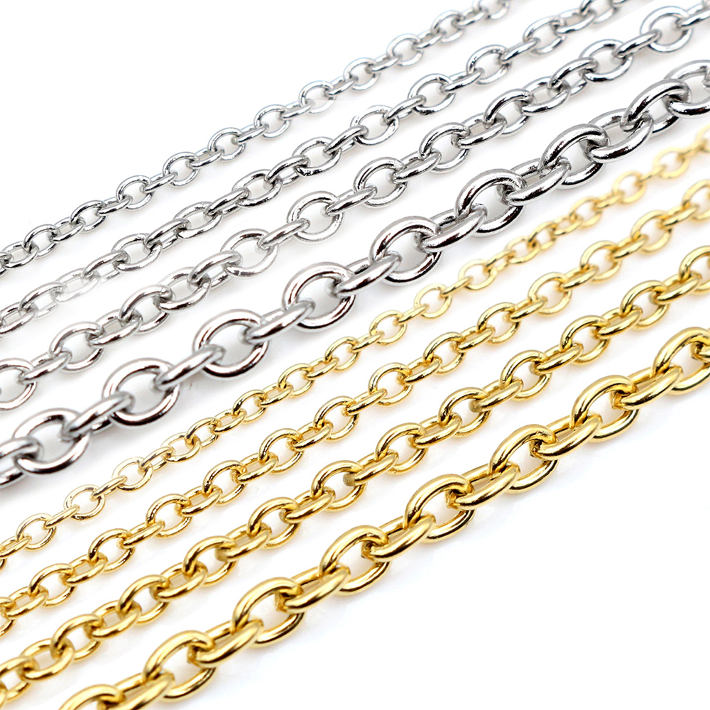 5 Meters/Lot Never Fade Stainless Steel Cross Necklace Chains Bulk For DIY Jewelry Findings Making Materials Handmade Supplies