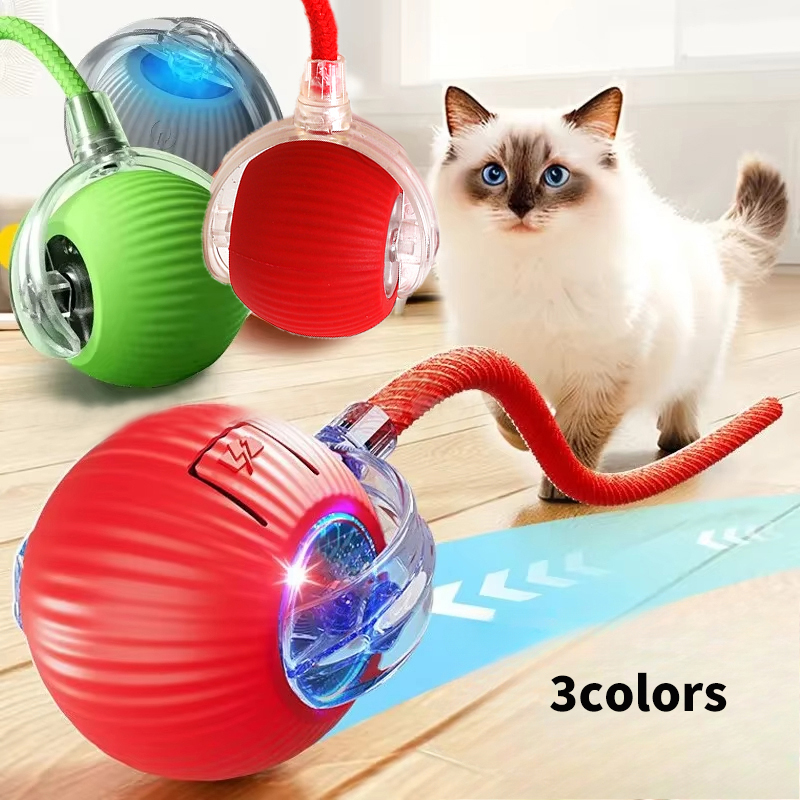 Bola interactiva de juguete para gatos, bola rodante automática para gatitos, juguetes eléctricos inteligentes recargables para mascotas con Sensor de Teaser, juguete de pelota para gatos