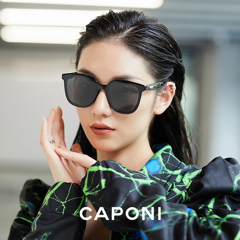 CAPONI material óculos de sol para mulher alta qualidade acetato eyewear uv400 proteção moda óculos de sol grandes dimensões cp7546