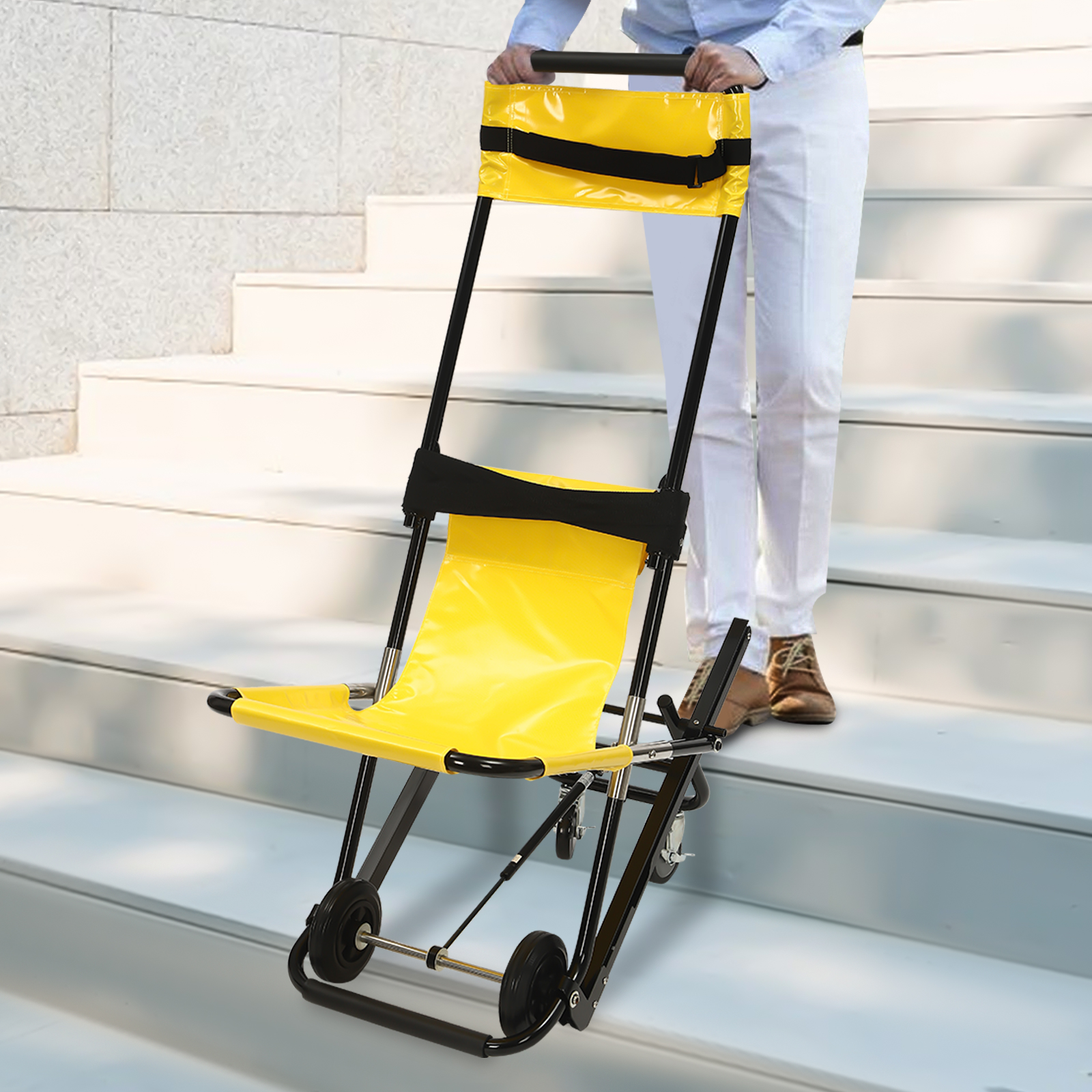 Chaise d'escalier à ascenseur manuel avec supports 350,53 lb, chaise d'escalier pliante portative d'ascenseur pour le transfert quotidien, évacuation pliante