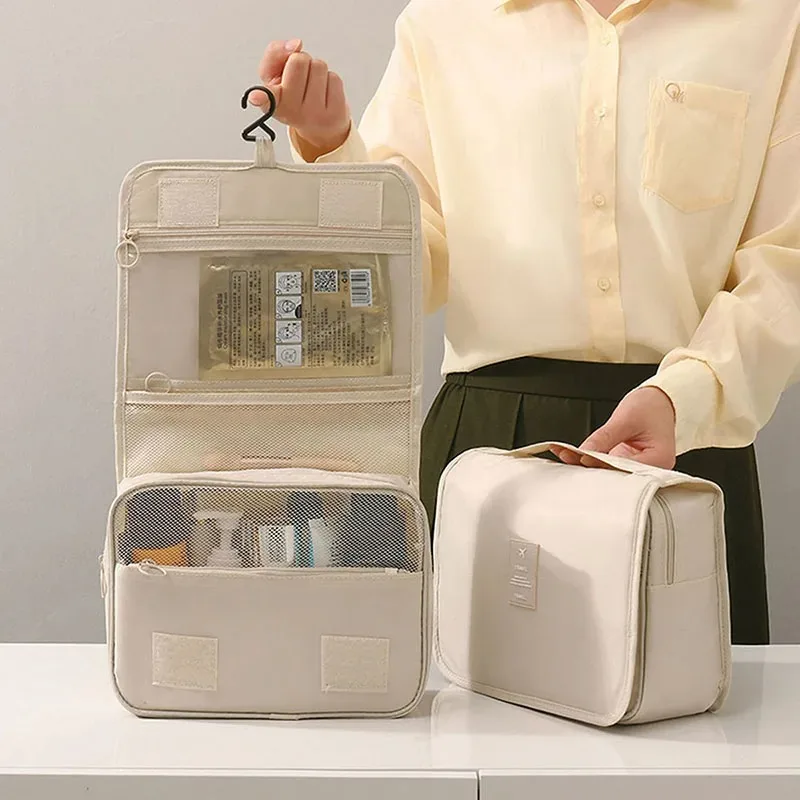 Bolsa de maquillaje de viaje de alta calidad, organizador de artículos de tocador impermeable, Neceser para mujer, bolsa de lavado con gancho para baño, bolsa de almacenamiento de maquillaje con gancho