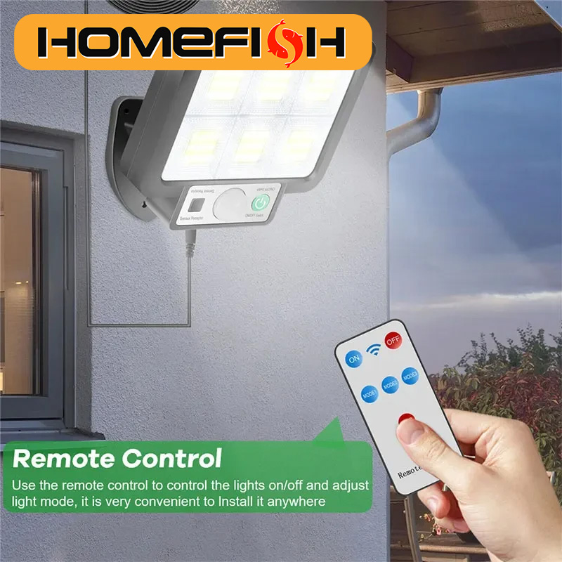 Lampe murale solaire LED HOMEFISH avec détecteur de mouvement, éclairage d'urgence extérieur étanche pour la sécurité et la décoration des rues et des jardins