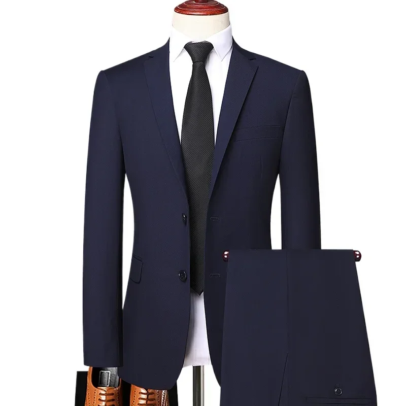 (Blazer+ Broek) Herenmode Business Casual Outdoor Gentleman Trend Single Breasted Bruiloft Slim-fit Britse stijl pak S-8XL
