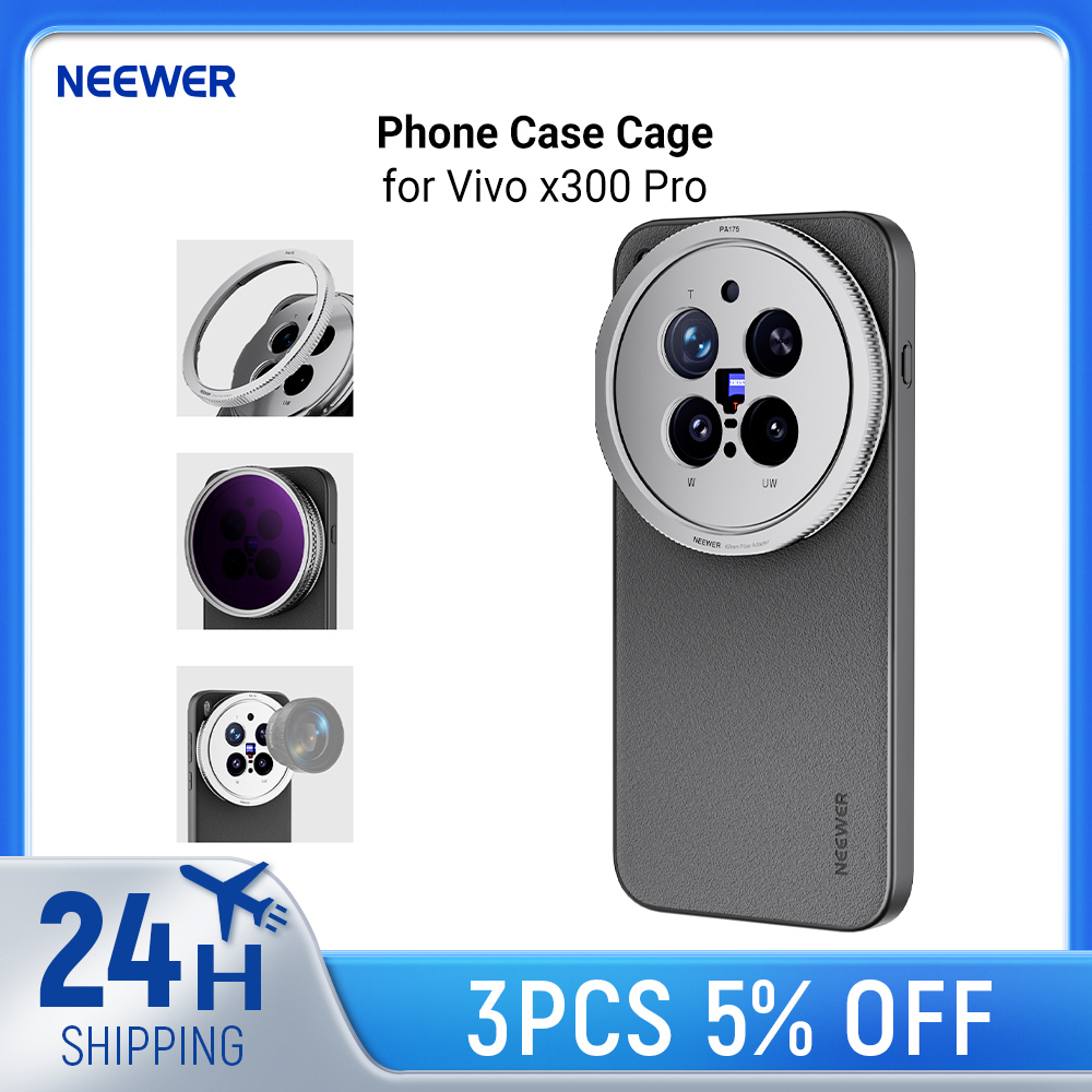 NEEWER Obudowa typu Cage na telefon Vivo x300 Pro, ochronna obudowa z TPU/PC z adapterem na filtr 67mm i mocowaniami obiektywów 17mm