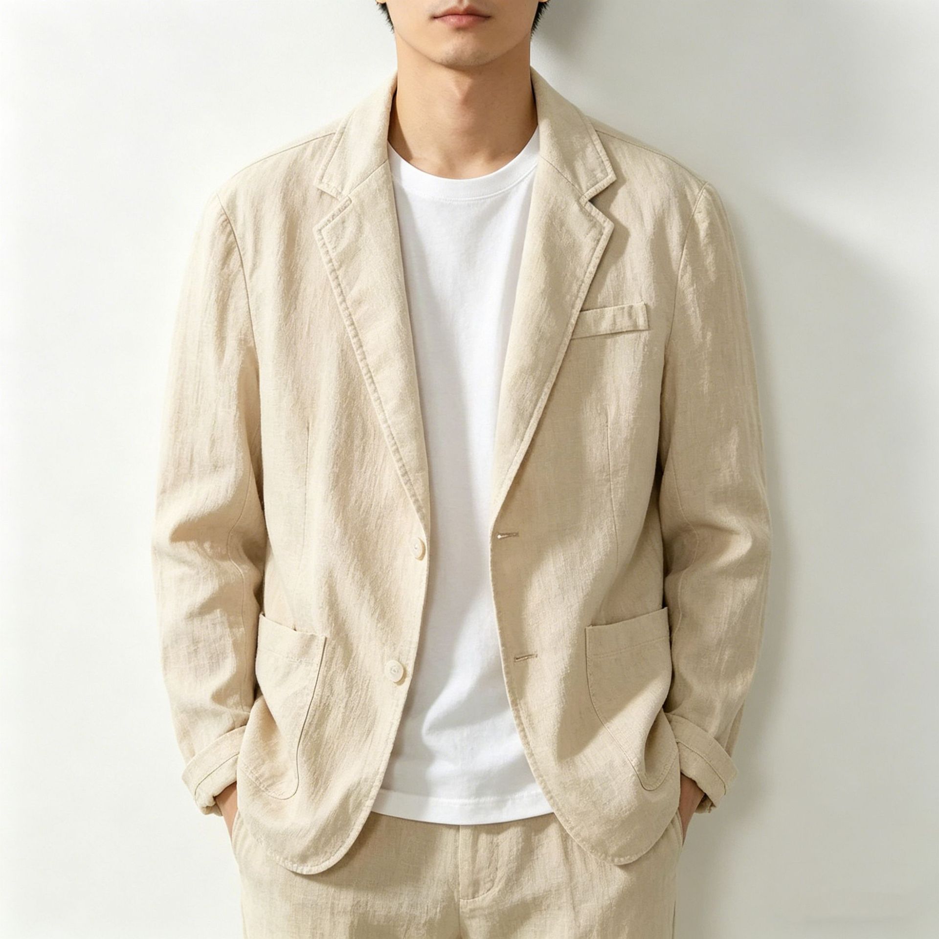 Blazer in Puro Cotone da Uomo per Viaggi all'Aperto, Traspirante, Non Elasticizzato, Anti-umidità, Assorbe il Sudore, Vestibilità Aderente e Casual