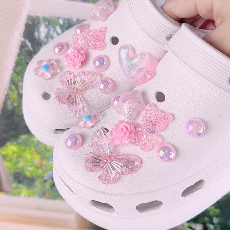 20 STKS Mode Schoen Charmes Set Accessoires voor Sandalen Klompen Schoen Gesp Zomer Roze Kristal Kleine Beer DIY Schoenen Decoraties