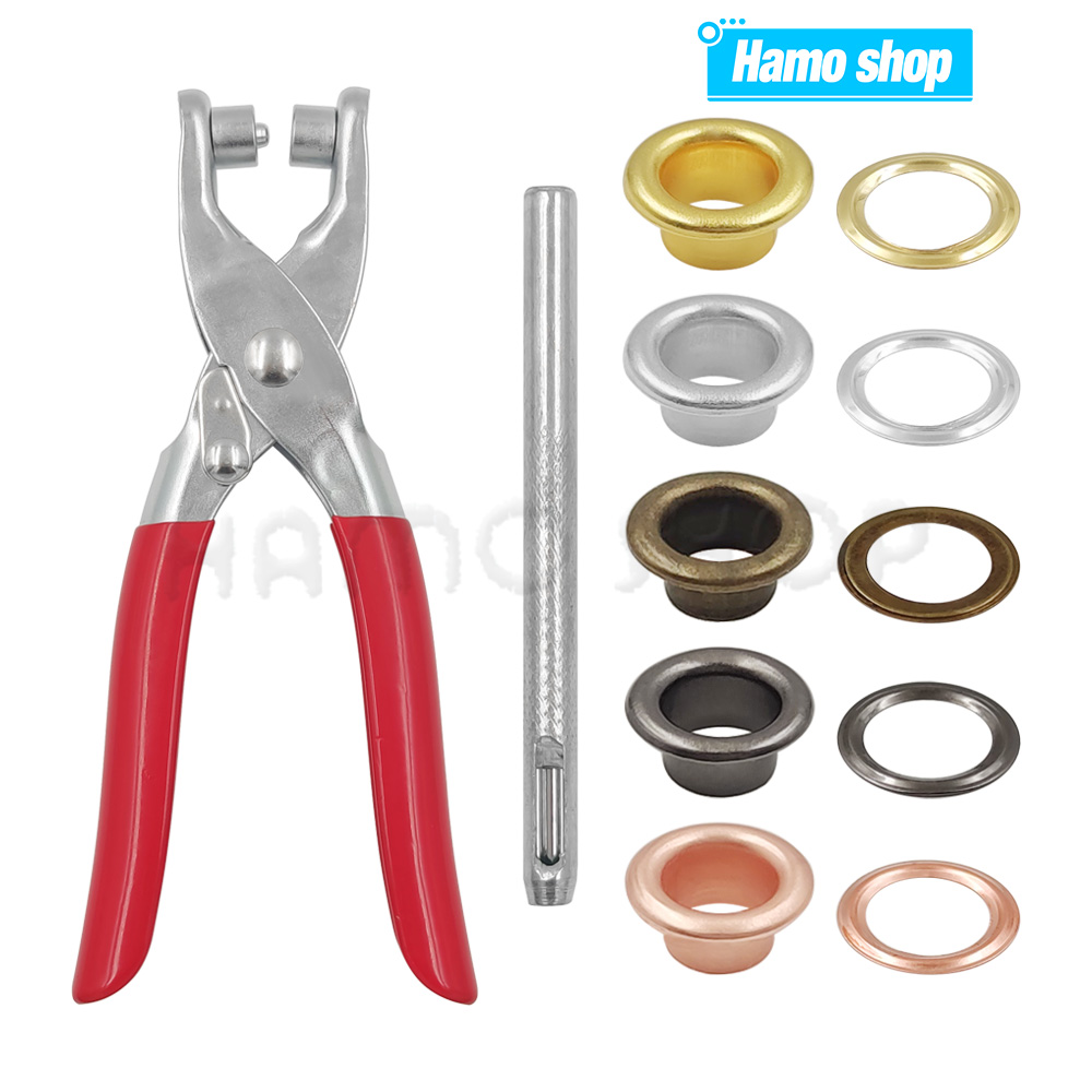 1 Juego de alicates para ojales, Kit de alicates perforadores para ojales con 100 juegos de ojales de Metal de 4mm, Kit de herramientas para ojales para artesanía de cuero
