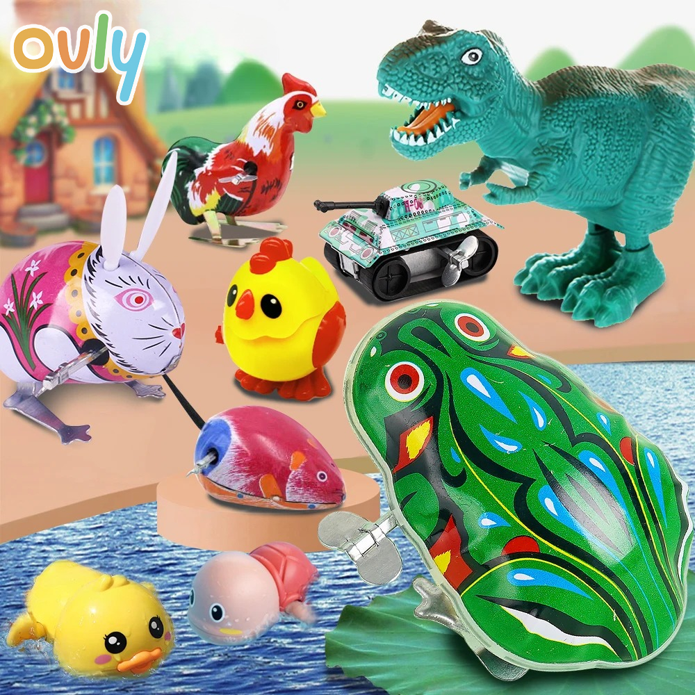 Jouet mécanique classique en fer pour enfants, grenouille sautante, souris, lapin, tortue, jouet rétro, puzzle, éducation, cadeau pour enfants