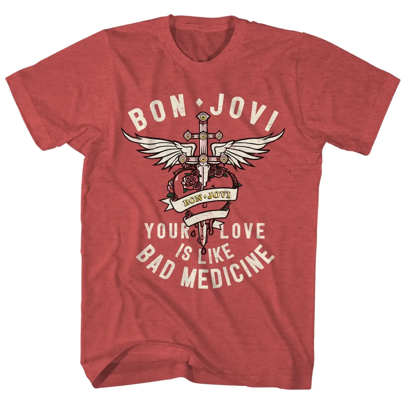 T-shirt con stampa grafica del poster dell'album classico della band Hard Rock Bon Jovi, casual oversize, in cotone, streetwear, stile Harajuku, per uomo e donna