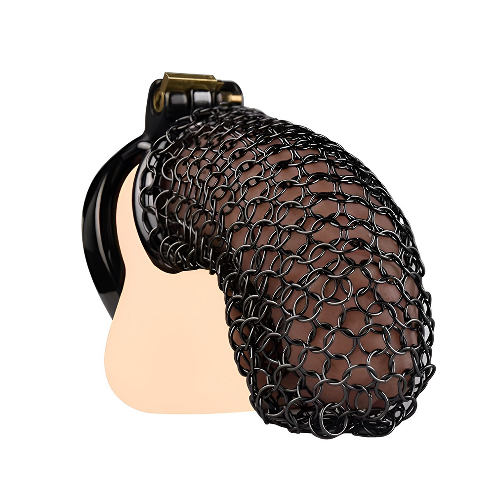 FRKO สแตนเลสสีดําตาข่าย Chastity CAGE อุปกรณ์สําหรับชาย Anti-โกงล็อค BDSM คู่ของเล่น Arc แหวน Cock 18 + เรือจาก USA