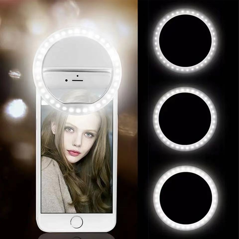 LED Selfie anneau lumière nouveauté maquillage éclairages Led Selfie lampe téléphones mobiles Photo veilleuse lampe Rechargeable Selfie anneau