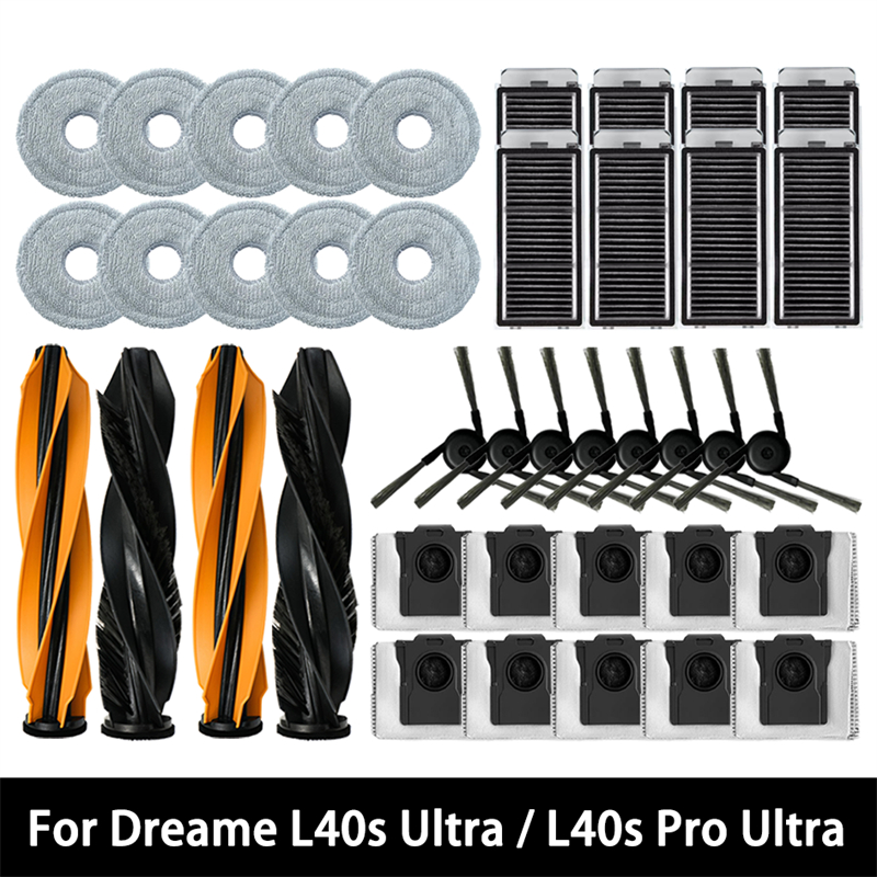 Accesorios de Repuesto para Aspiradora Dreame L40s Ultra / L40s Pro Ultra: Cepillo Principal, Cepillo Lateral, Filtro HEPA, Paños de Limpieza, Bolsa para Polvo