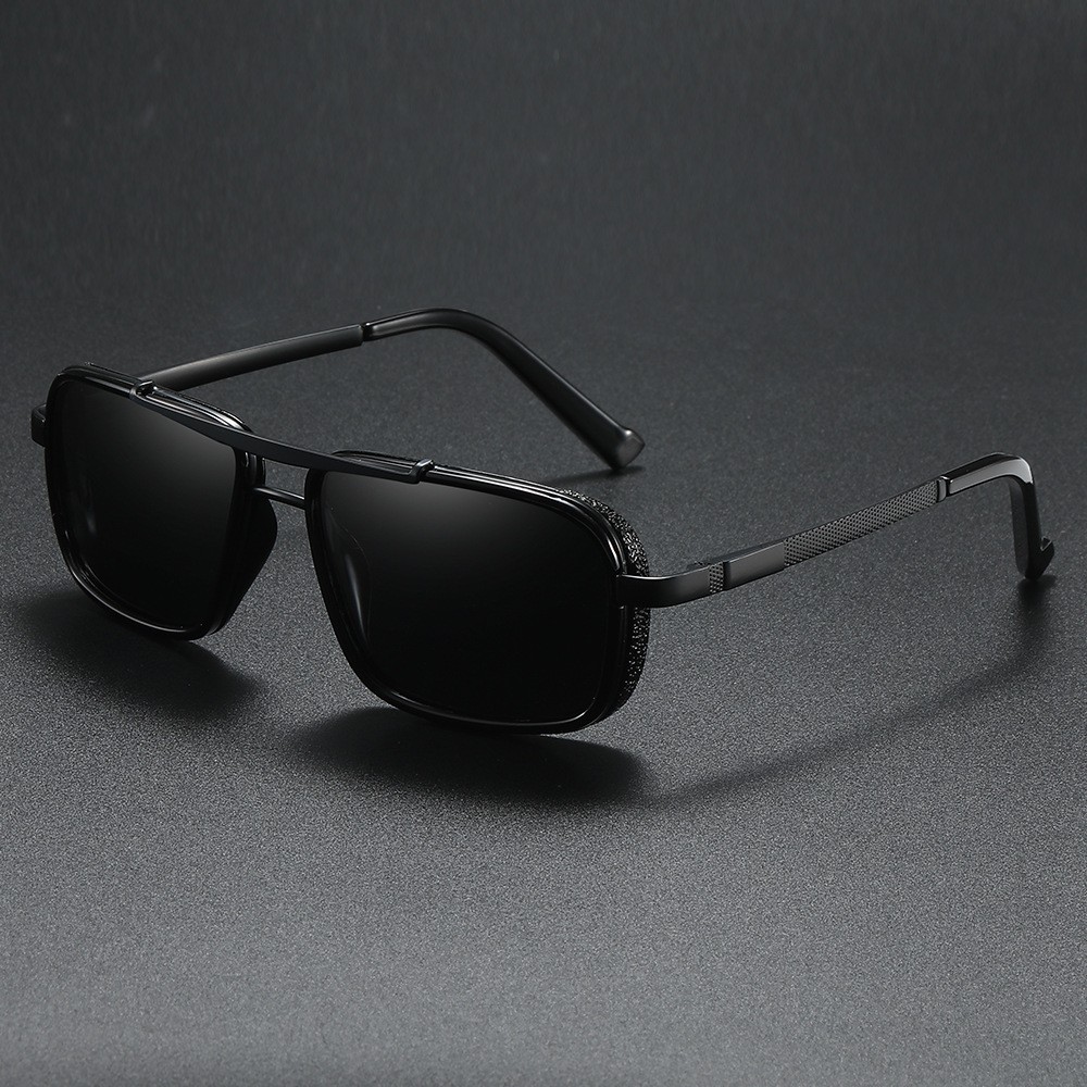 Gafas de sol rectangulares de lujo para hombre, gafas de sol Retro de Metal Steam Punk, gafas clásicas para conducir al aire libre, gafas de verano