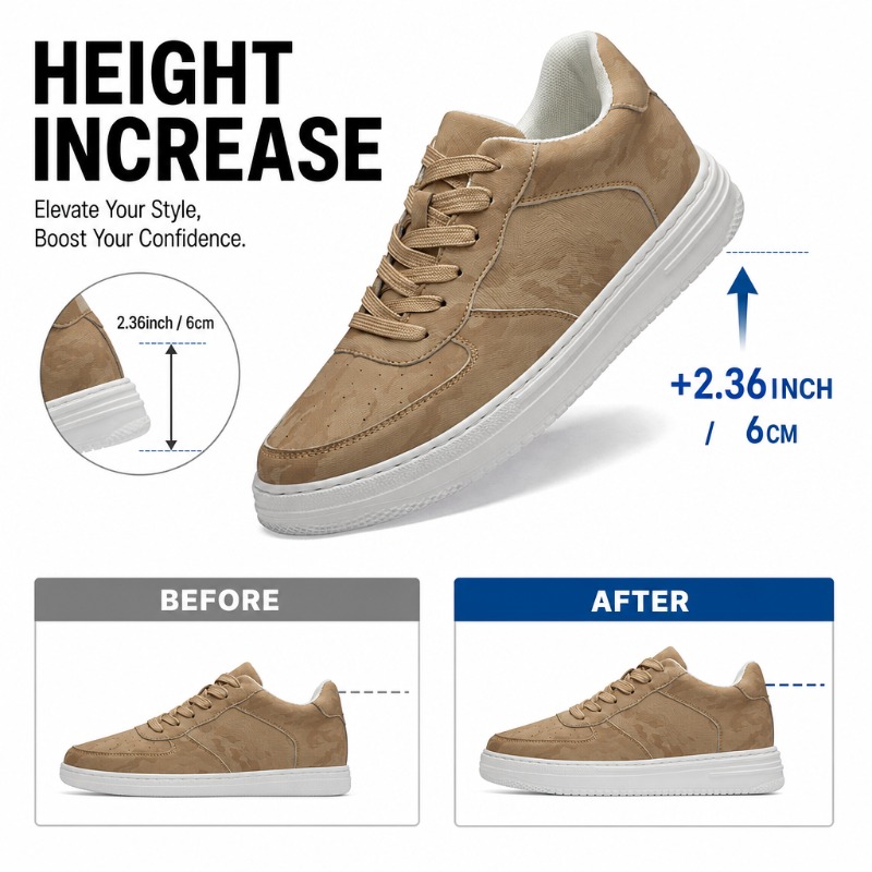 Nuove Scarpe Unisex con Rialzo Nascosto, Ultra Leggere, Minimaliste, Antiscivolo, Casual ed Eleganti, con Suola Spessa per Aumentare l'Altezza