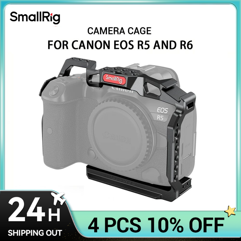 SmallRig Klatka do lustrzanki cyfrowej Canon EOS R5 R6 R5 C z wbudowaną zimną stopką NATO Rail 1/4'' Arri Hole Camera Rig Video Set 2982B