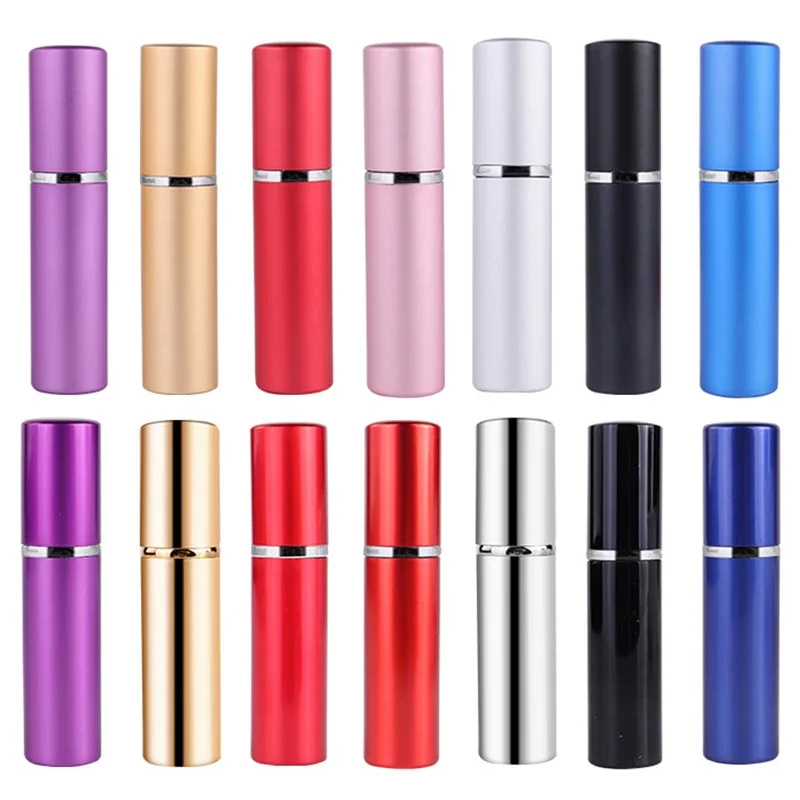 Bouteille de parfum rechargeable en aluminium de 5ML, 10 pièces, avec atomiseur, étui de parfum vide Portable, conteneur vaporisateur de voyage