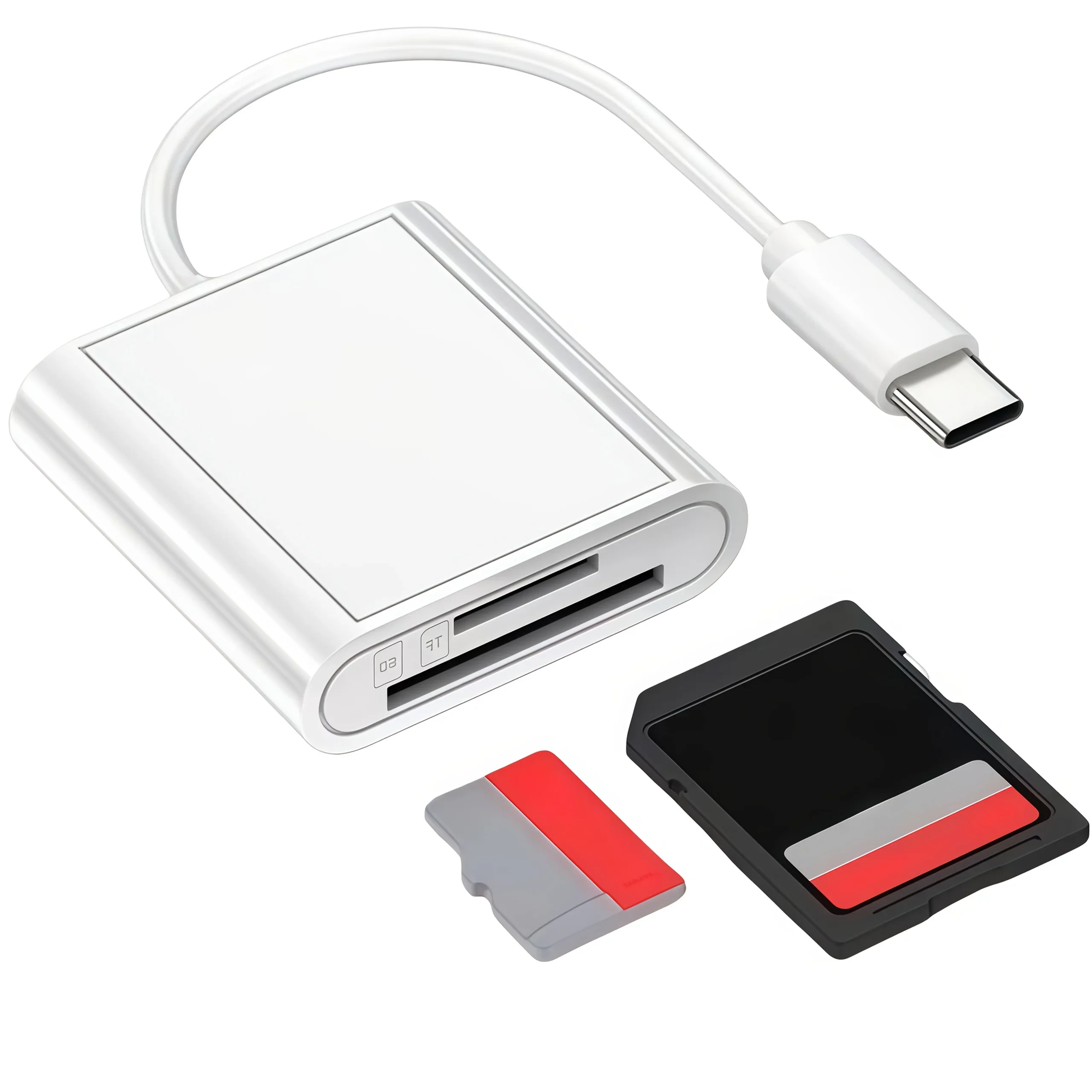 USB-C Card Reader OTG Adapter - For SD TF Cards, USB Flash Drives, 2-in-1 Type-C Card Reader USB Flash Drive SD TF Carder for iP