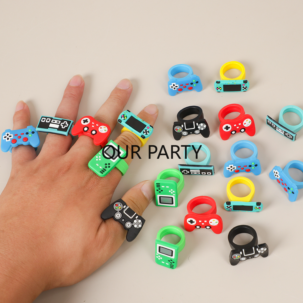 12Pcs videogioco su tema GamePad anelli in Silicone per bambini ragazzo festa di compleanno bomboniere gioco di nozze Night Party Gift Pinata Fillers