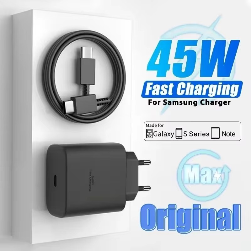 PD 45W 5A chargeur Super rapide pour Samsung S21 S22 S23 S24 Plus Note20 Ultra A34 A53 A54 A55 A71 A73 USB-C câble de charge rapide 2m