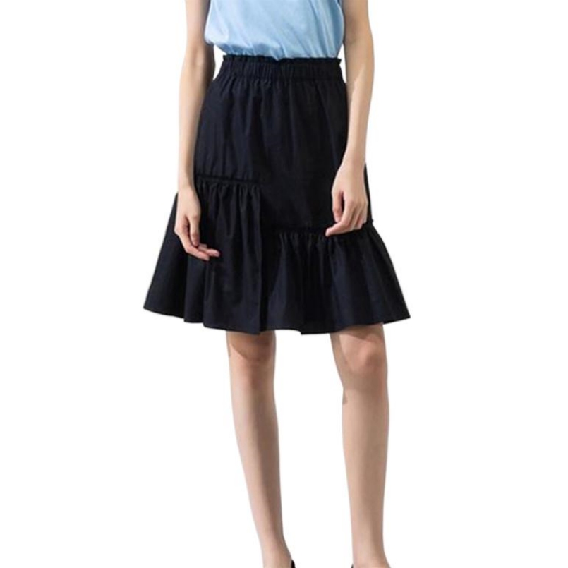 Faldas elegantes de verano para mujer, falda acampanada de oficina, falda asimétrica de cintura elástica de algodón, falda de talla grande, ropa coreana para mujer 2026