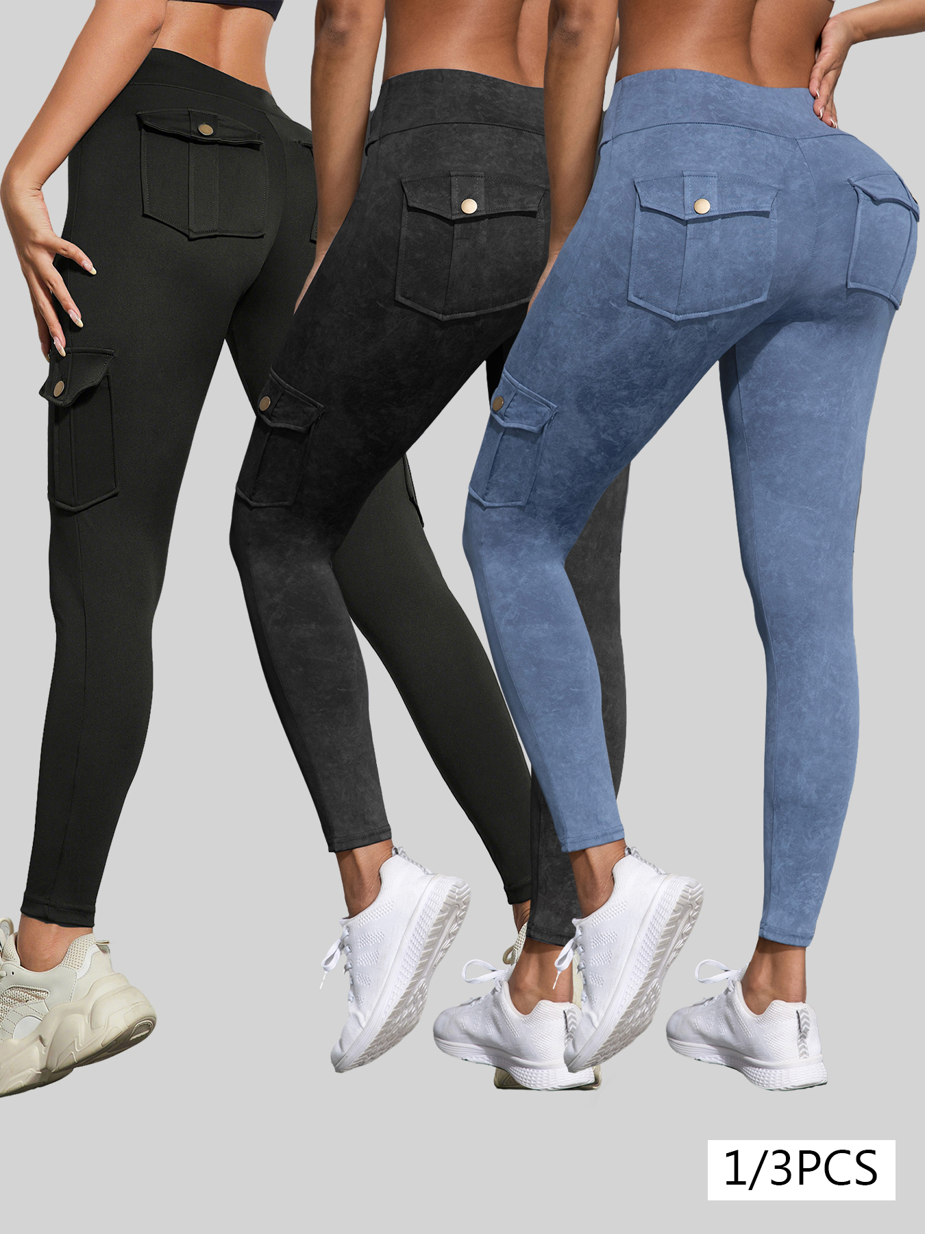 1/3 pçs lavado impressão bolso de trabalho leggings femininas elástico levantamento de bunda calças de fitness 2025 novas calças atléticas moda streetwear
